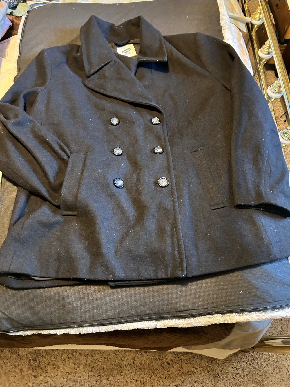 Old Navy Black Double-Breasted wool Peacoat size large